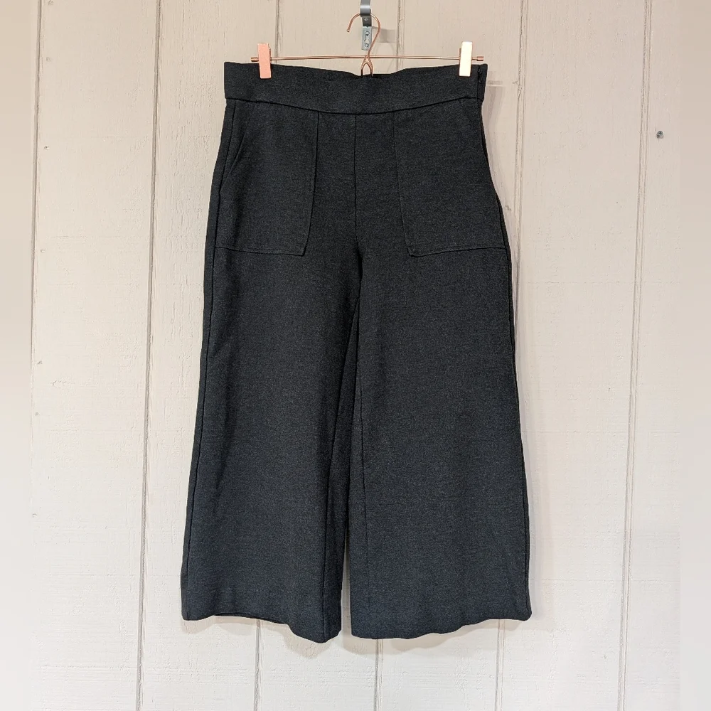 J. Crew Ponte wide-leg‎ crop with patch pockets Dark Grey